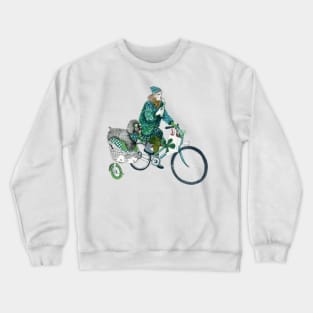 Girl with her poodle on tricycle Crewneck Sweatshirt